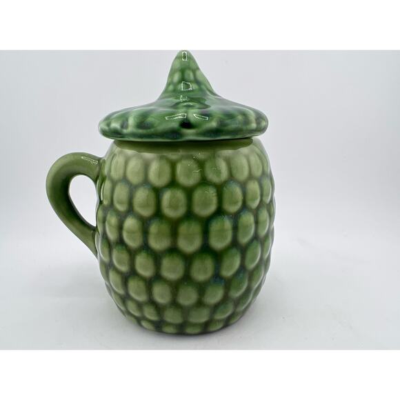 Green Sugar Bowl Vintage‎ Cute Abstract Fairy - Picture 1 of 9